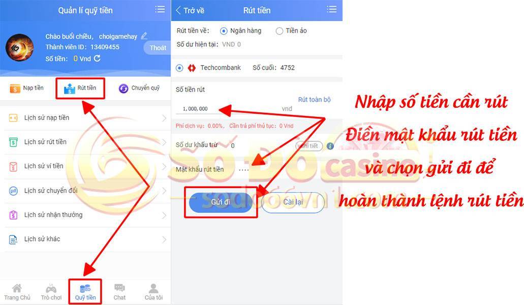 Hướng dẫn nạp rút tiền và chuyển quỹ tại SODO66 14 Hướng dẫn rút tiền tại SODO66