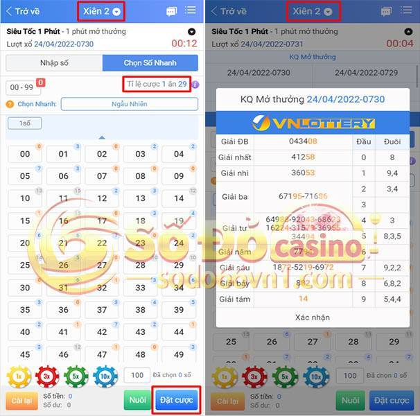 Hướng dẫn đặt cược xổ số siêu tốc tại SODO66 9 Lô xiên số xổ số siêu tốc nhà cái sodo66